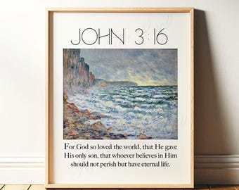 John 3:16 "For God So Loved the World" | Bible Verse Wall Art, Christian Decor | Scripture Framed Print or Canvas