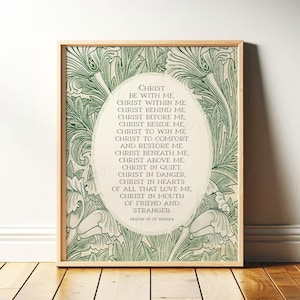 Prayer of St Patrick: "Christ Be With Me" | Catholic Decor, Christian Wall Art | William Morris Religious Print or Canvas