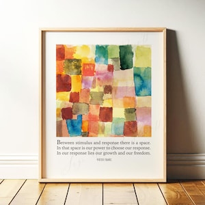 Viktor Frankl Quote | Psychology Wall Art for Therapy Office Decor | Colorful MidCentury Framed Art Print or Canvas