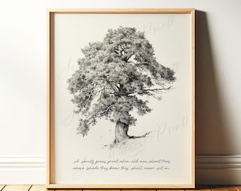 Tree Art, Greek Proverb | Vintage Wall Quote | Ecology, Service | Minimalist Nature Decor | Printable, Digital Download