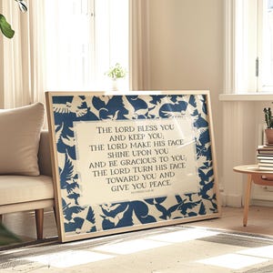 The Lord Bless You And Keep You | Numbers 6 | Horizontal Blue Bird Art, Christian Wall Art, Bible Verse Decor | Digital Download Print