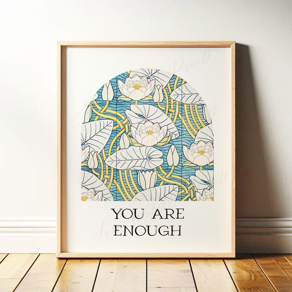 You Are Enough Quote | Affirmations, Motivational Poster, Daily Reminder | Modern MCM, Boho Style Art, Mid Century Wall Art Print or Canvas