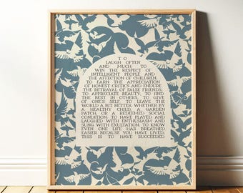 Ralph Waldo Emerson Success Poem Print: Mid Century Modern Office Decor (Digital Download)