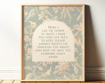 Now I Lay Me Down to Sleep | Child's Prayer | Christian Wall Art, Baby Shower Gift for Baptism, Dedication, Baby Nursery | Digital Download