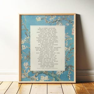 Henry Wadsworth Longfellow Poem: &quot;Nature&quot; | Poetry Print, Vintage Blue Floral Poem | Framed Print or Canvas