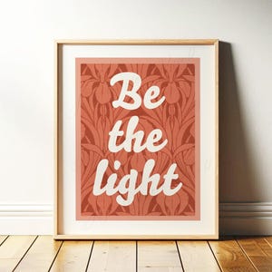 Be the Light Print: Red Vintage Christian Wall Art (Digital Download)