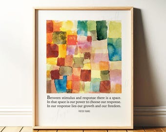 Viktor Frankl Quote, Psychology Wall Art for Therapy Office Decor | Growth Mindset Poster for Apartment, Colorful Print | Digital Download