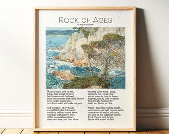 Rock of Ages Hymn | Vintage Christian Wall Art, Religious Decor | Printable, Digital Download