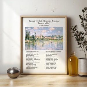 Shakespeare Poem Print | Shall I Compare Thee to a Summer&#39;s Day | Sonnet 18