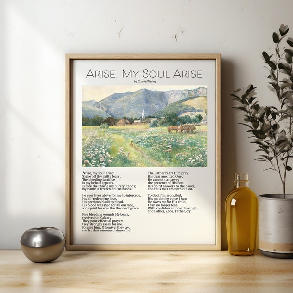 Arise My Soul Arise Hymn Wall Art | Christian Hymn Print, Religious Wall Art, Christian Wall Decor | Gift for Christian, Pastor | Arise Song