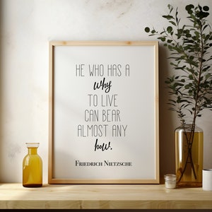Printable Friedrich Nietzsche quote - Why to Live - Famous quotation, motivational quote, philosophy printable - Instant Printable Download
