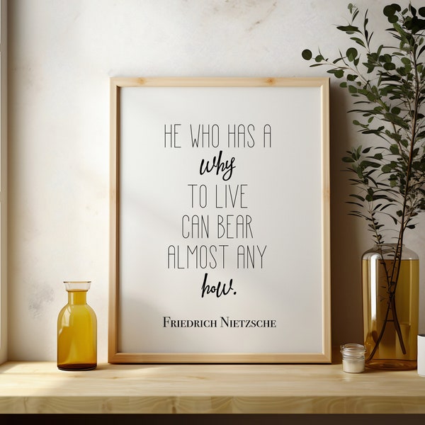 Printable Friedrich Nietzsche quote - Why to Live - Famous quotation, motivational quote, philosophy printable - Instant Printable Download