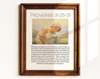 Proverbs 31 Woman | Christian Art, Vintage Wall Decor | Religious, Bible Verse Decor | Digital Print | Scripture Download