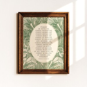 Prayer of St Patrick Print | Christian Hymn Wall Art, Irish, Catholic Decor | Christ Be With Me | William Morris Religious Digital Download