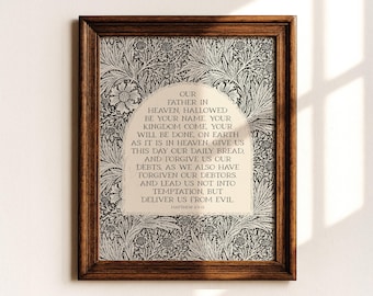 Lord's Prayer Print | Matthew 6 | Christian Wall Art | Our Father In Heaven | Black and White Minimalist Scripture Decor, Digital Download