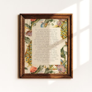 Success Quote, Ralph Waldo Emerson | Poetry Wall Art | Inspirational Poem Print, Mid Century Style Decor for Office | Digital Download