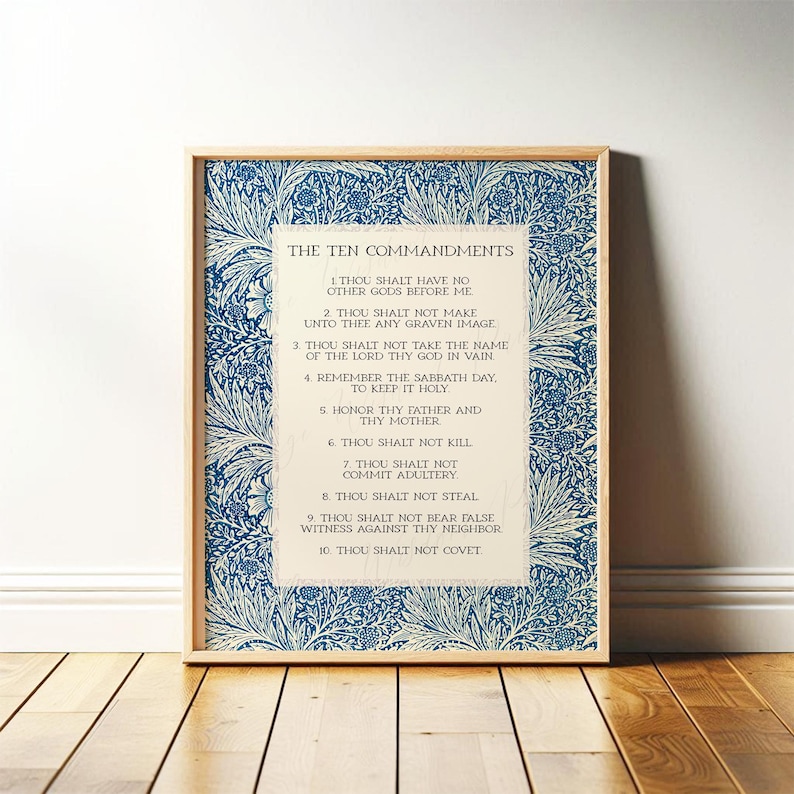 10 Commandments Print | Christian Wall Art, Religious Decor | Vintage ...
