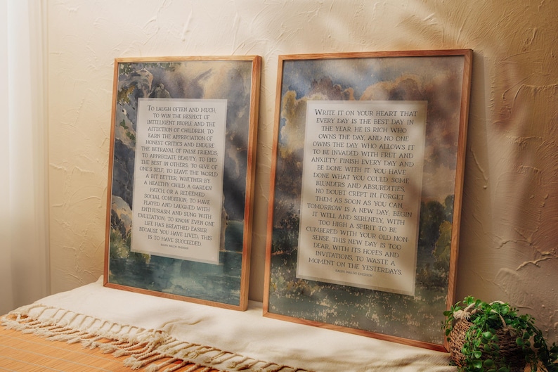 Ralph Waldo Emerson Poem Print Set | Subtle Wall Art Set of 2 for ...
