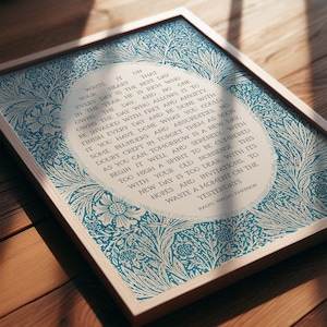 Ralph Waldo Emerson Poem Print | Minimalist Wall Art for Poetry Lover | Write it On Your Heart | Blue Kitchen Decor | Print or Canvas