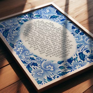 Ralph Waldo Emerson | Write it On Your Heart | Blue Green Vintage Floral Wall Art Print for Entryway, Kitchen, Digital Download, Printable