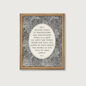 Rumi Quote | There is a Field, Mental Health Wall Art Poster | Healing Journey, Self Care Office Decor with Vintage Art, Digital Download