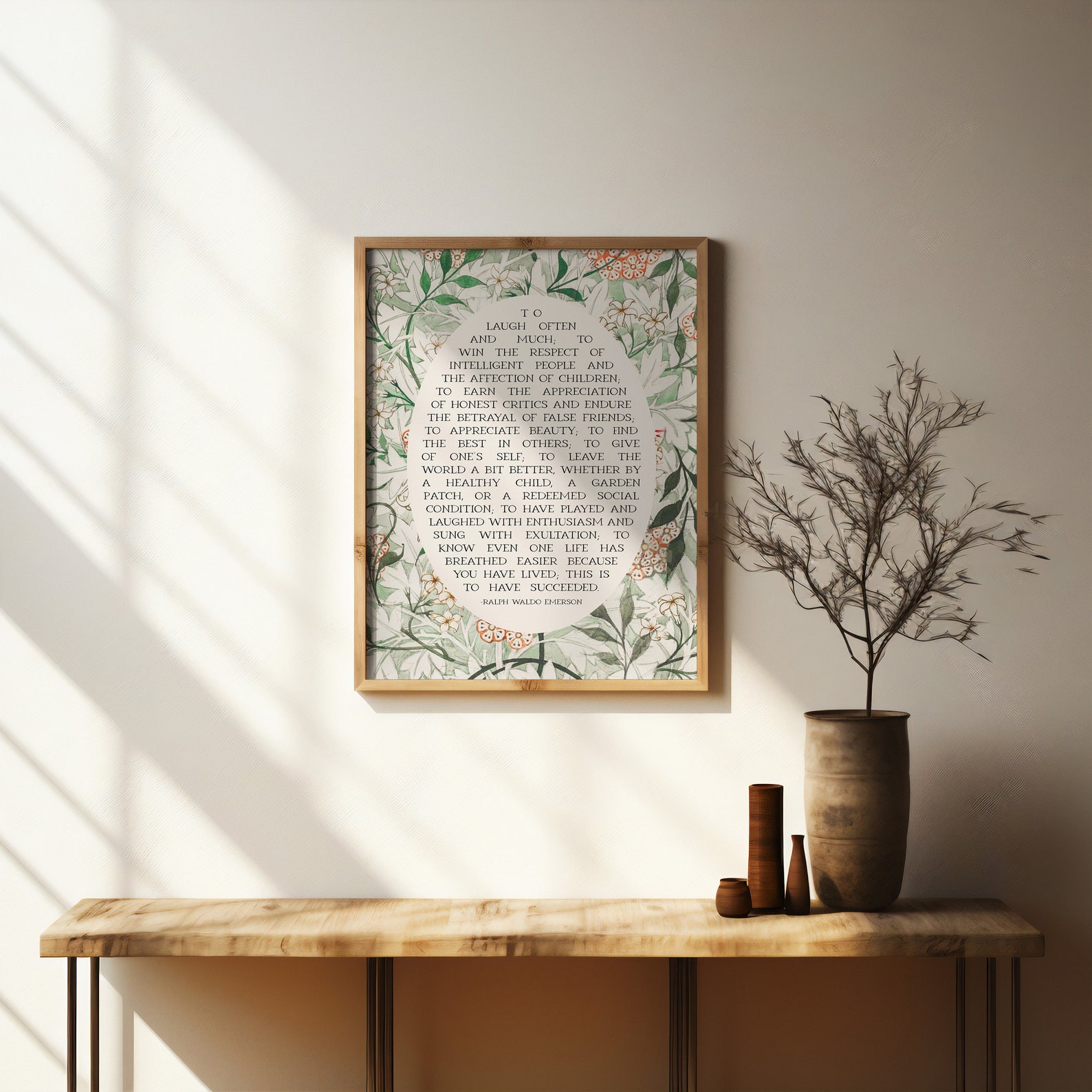 Success Quote, Ralph Waldo Emerson | Poetry Wall Art | Poem Print ...