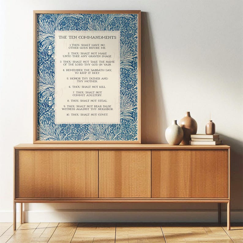 10 Commandments Print | Christian Wall Art, Religious Decor | Vintage ...