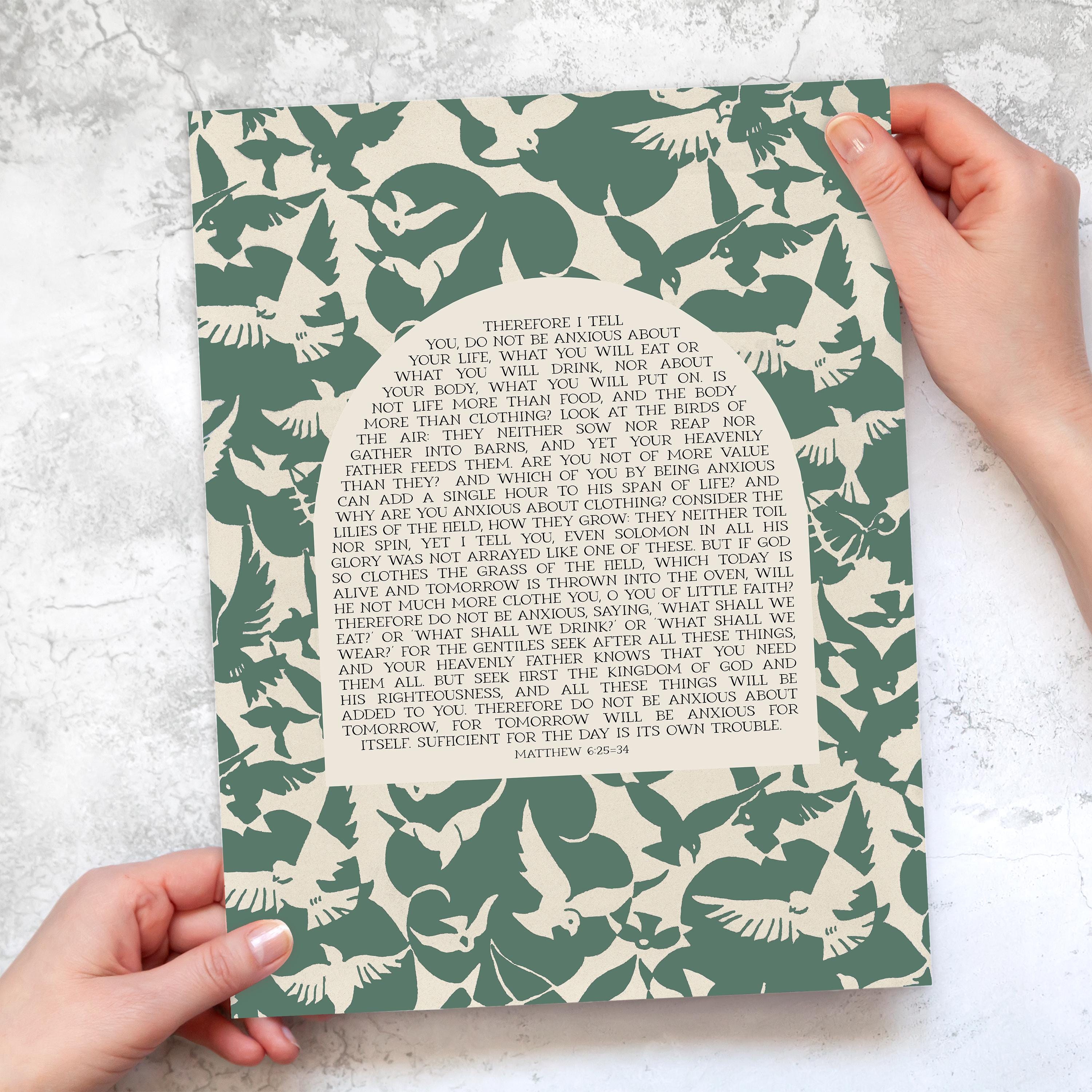 Matthew 6:25-34 ESV Printable | Scripture, Bible Verse Wall Art ...