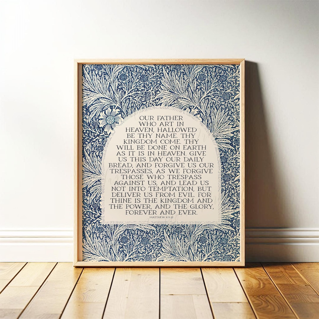 Lord's Prayer Print: "Our Father Who Art in Heaven, Forgive Our Trespasses" | Christian Wall Art, Catholic Decor | Framed Print or