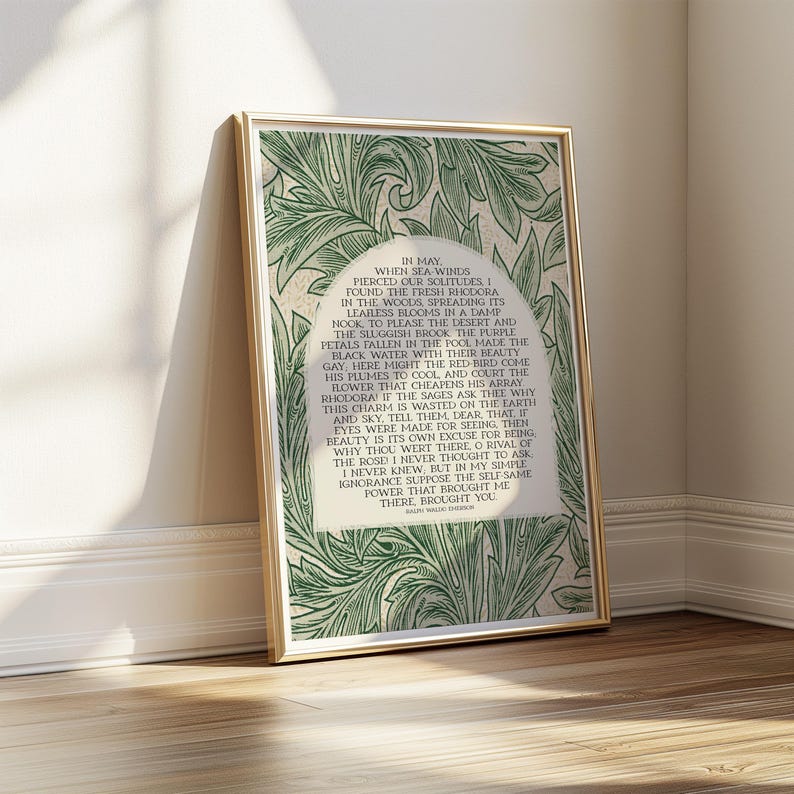 Rhodora Poem by Ralph Waldo Emerson | Poetry Wall Art | Green Floral ...