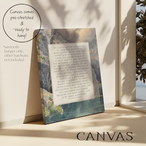 Ralph Waldo Emerson Poem: "Success" | Subtle Watercolor Vintage Poetry Wall Art | Framed Print or Canvas