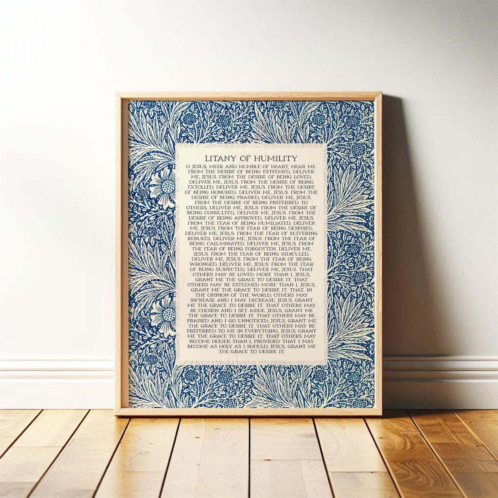 Litany of Humility Print | William Morris Floral Catholic Wall Art