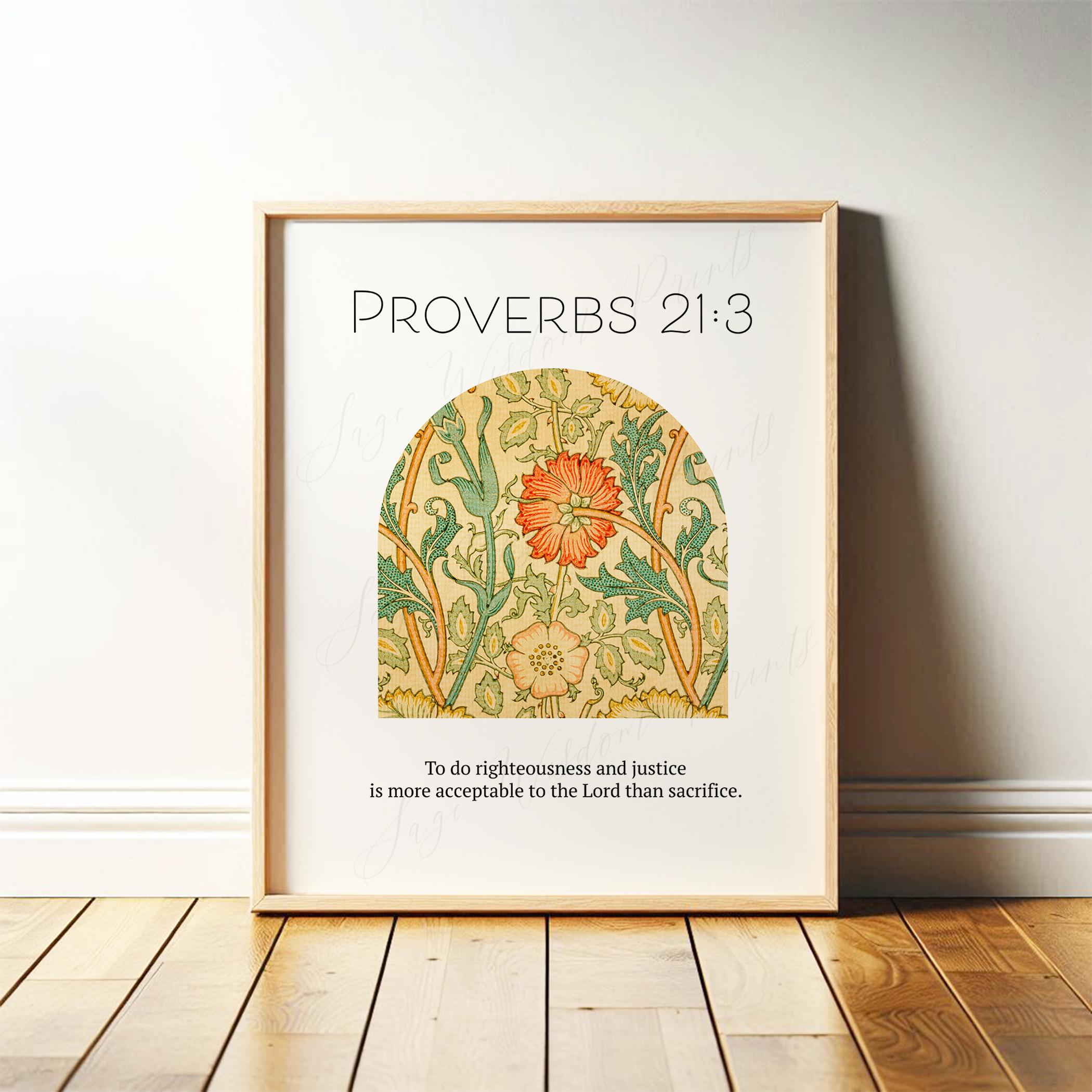William Morris Proverbs 21 Print: Christian Scripture Wall Art