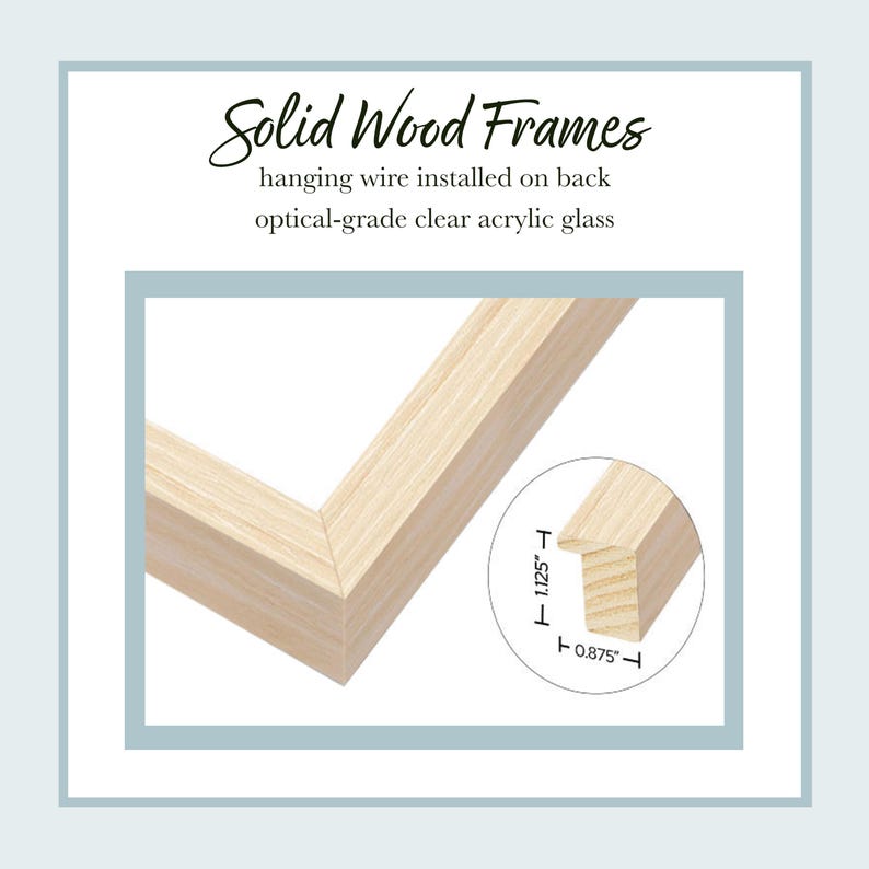 framing info - solid wood frame with wire hanger, acrylic glass