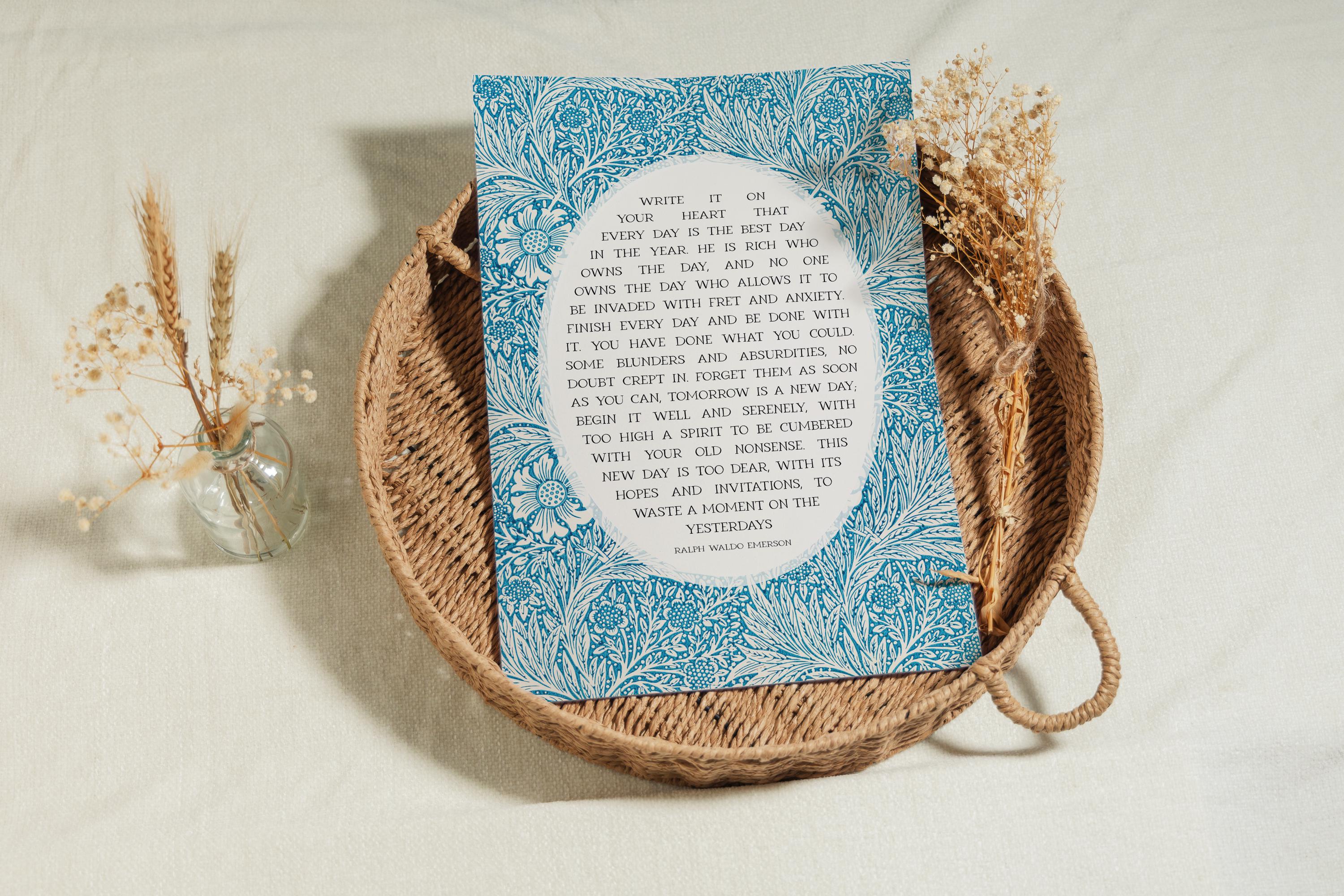 Ralph Waldo Emerson Poem Print | Boho Kitchen Wall Art for Poetry Lover ...