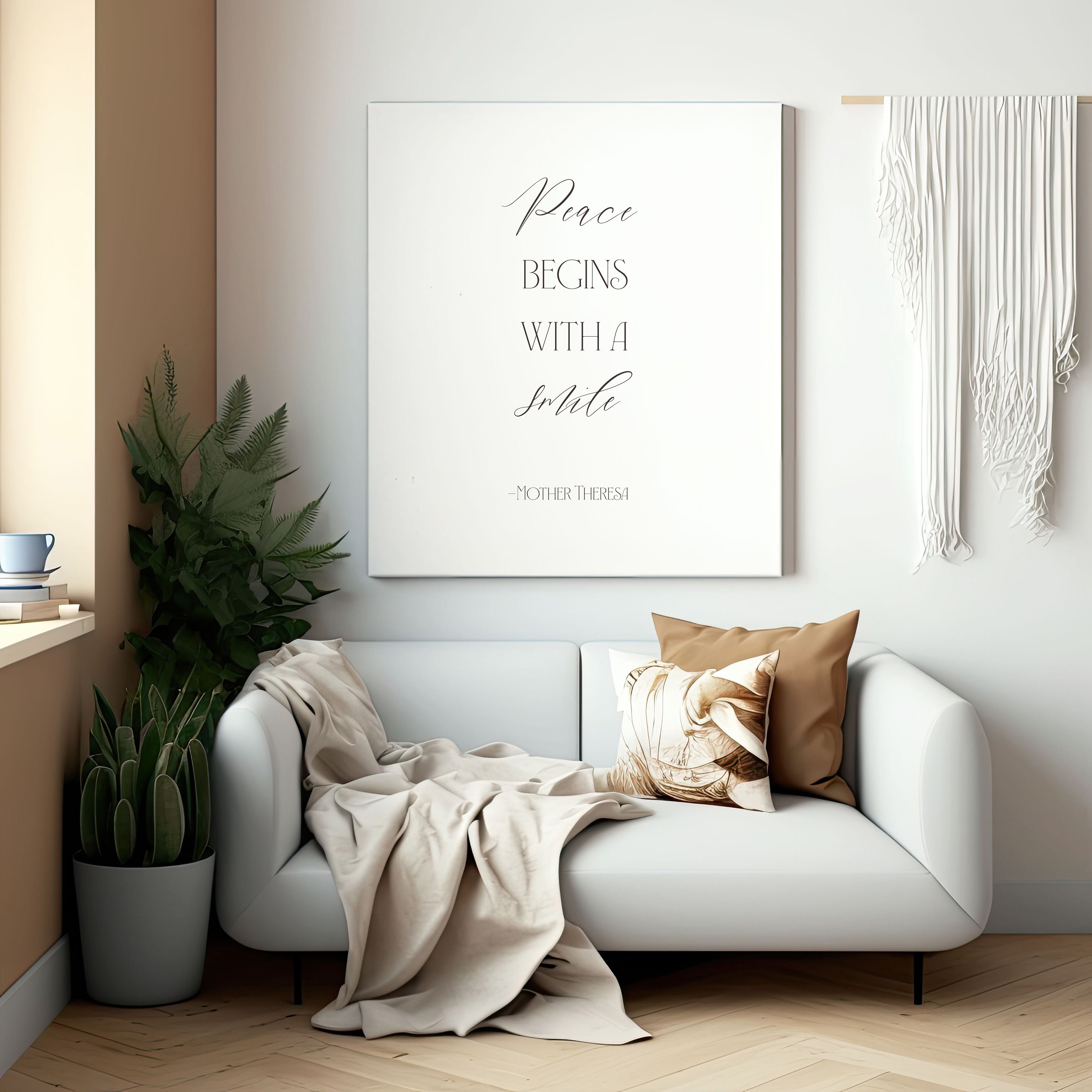 Mother Teresa PRINTABLE Quote Wall Decor Peace Begins With a - Etsy