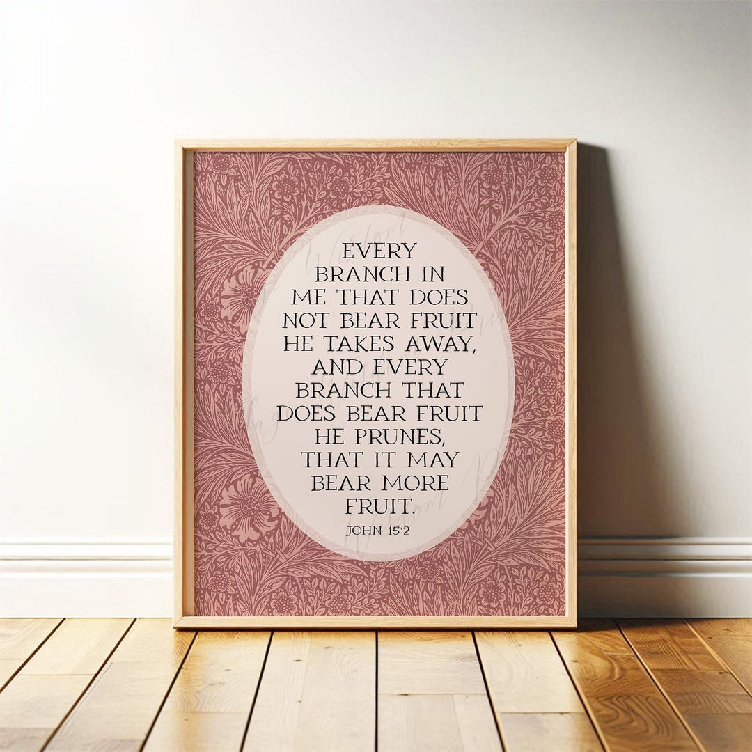 Dusty Rose Quad Scriptures John 15:2 Print | Christian Wall Art, Rose Pink Floral, Oval Vintage ...