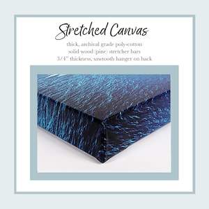 canvas info - thick polycotton canvas, hand stretched over wood stretcher bars, with sawtooth hanger, 3/4" thickness