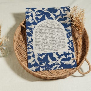 Success Quote, Ralph Waldo Emerson | Poetry Wall Art | Poem Print, Abstract Bird Midcentury Decor for Library or Classroom | Print or Canvas