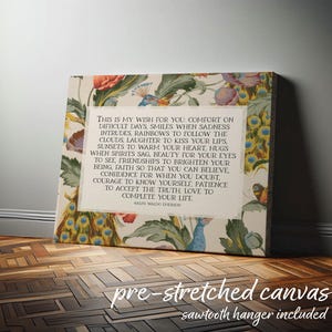 My Wish For You, Ralph Waldo Emerson | Poetry Wall Art for Children's Room, Nursery | Midcentury Style Decor with Peacocks | Print or Canvas
