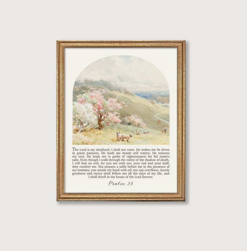 Psalm 23 | The Lord is My Shepherd | Christian Wall Art, Religious Nursery Decor, Kids Room Bible Verse, Scripture Print | Digital Download