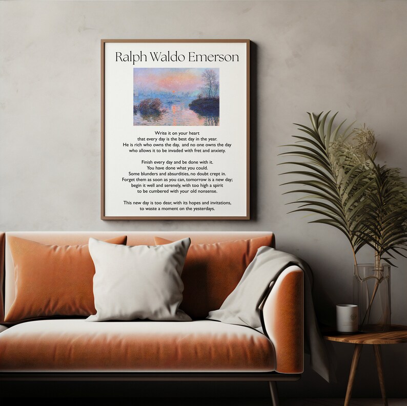 Ralph Waldo Emerson Write It on Your Heart Print Emerson Poetry New Day ...