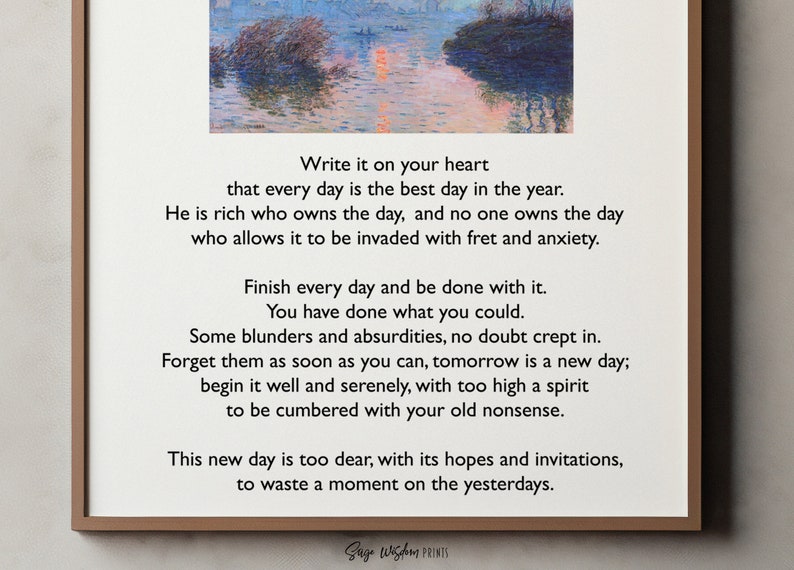 Ralph Waldo Emerson Write It on Your Heart Print Emerson Poetry New Day ...