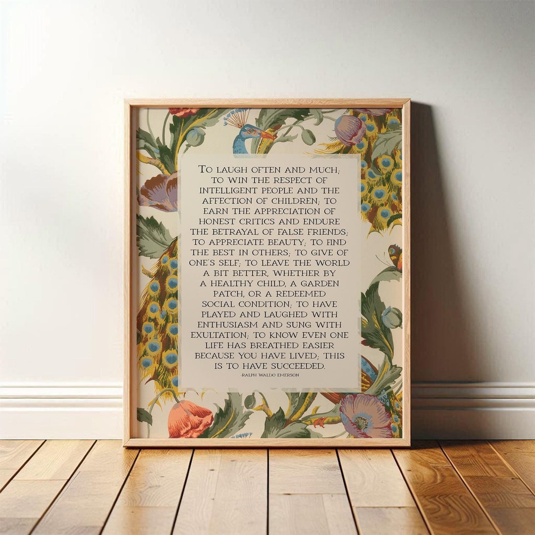 Success Quote, Ralph Waldo Emerson | Poetry Wall Art | Inspirational ...