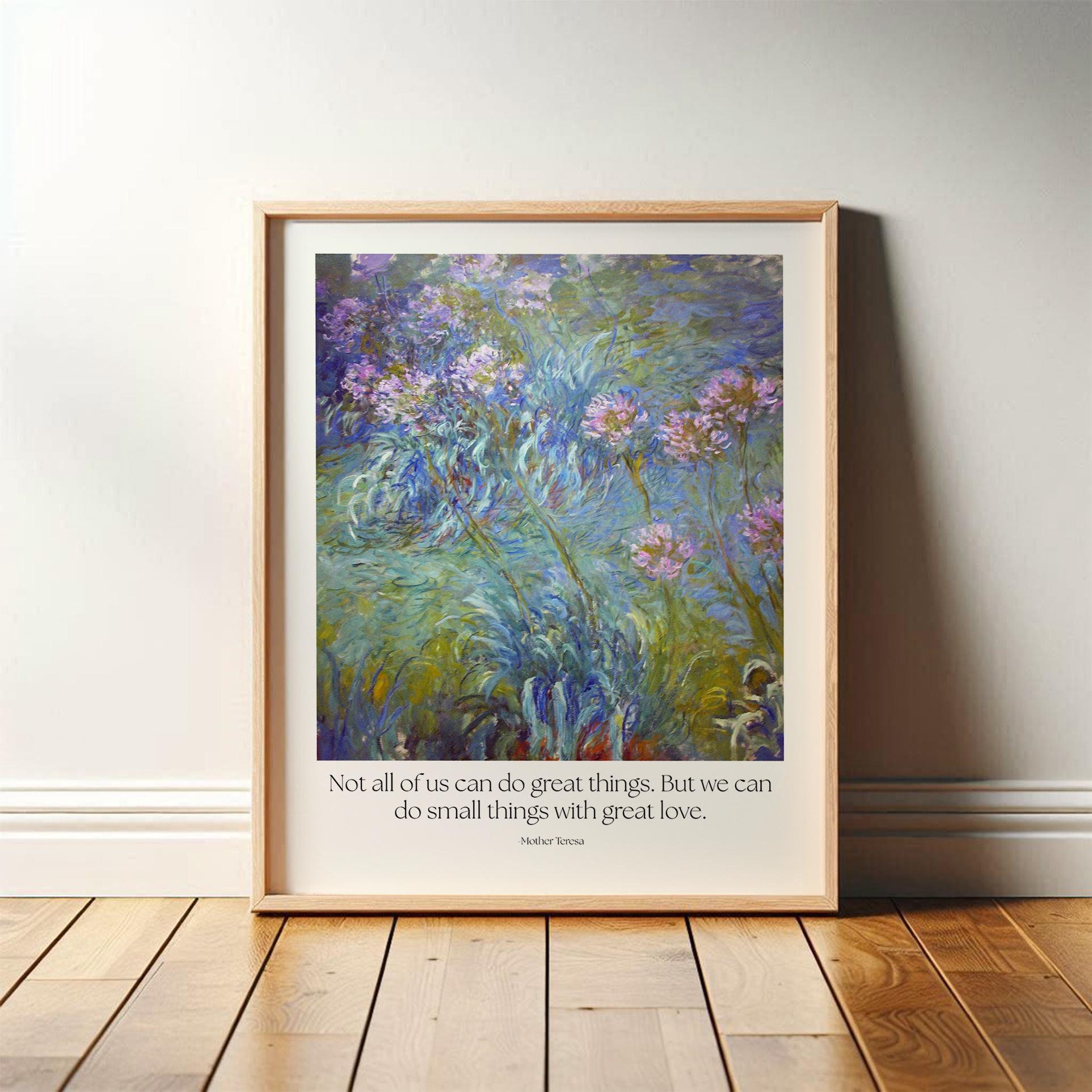 Mother Teresa Quote, Small Things with Great Love | Vintage Floral Art | Catholic, Christian Wall Art, Kitchen Decor | Print or Canvas
