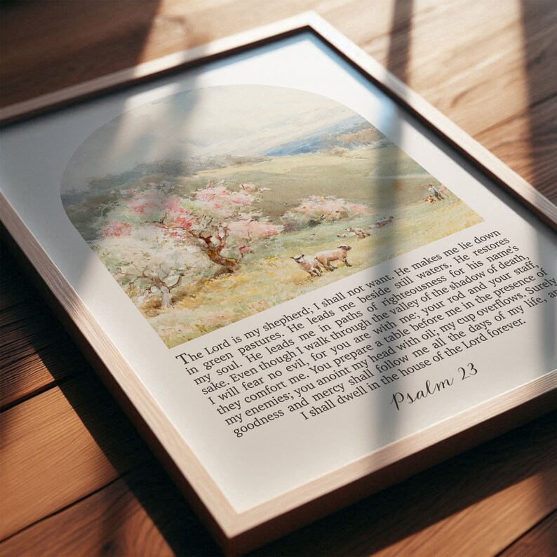 Psalm 23 Print | The Lord is My Shepherd | Modern Christian Wall Art, Bible Verse, Scripture Decor | Digital Download