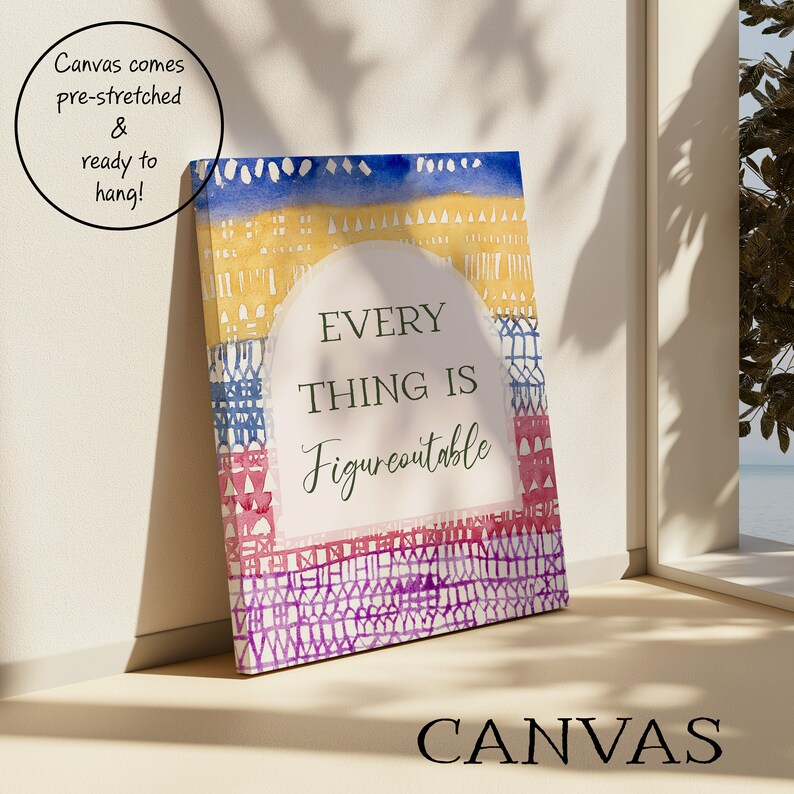Mental Health Wall Art Everything is Figureoutable Uplifting, Colorful