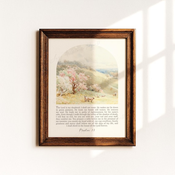 Psalm 23 | The Lord is My Shepherd | Christian Wall Art, Religious Nursery Decor, Kids Room Bible Verse, Scripture Print | Digital Download