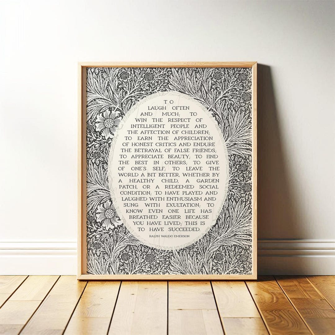 Success Quote, Ralph Waldo Emerson | Poetry Wall Art | Poem Print ...
