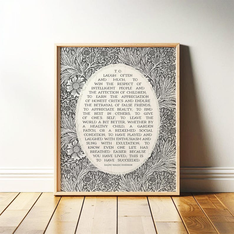 Success Quote, Ralph Waldo Emerson | Poetry Wall Art | Poem Print ...